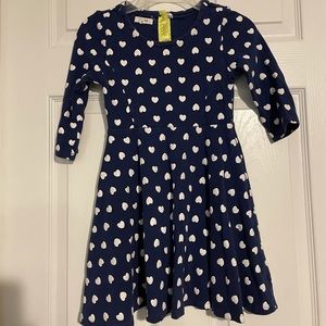 Navy & White Hearts Kids Dress Medium 6/7 Youth